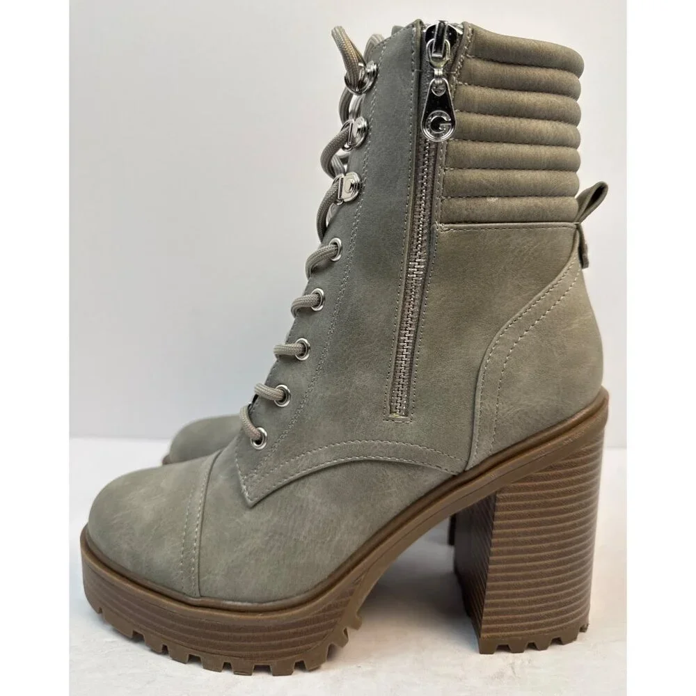 G by Guess Siana Combat Boot Womens 9 Green Heeled Lug Sole Hiker Bootie GBG - Picture 4 of 9